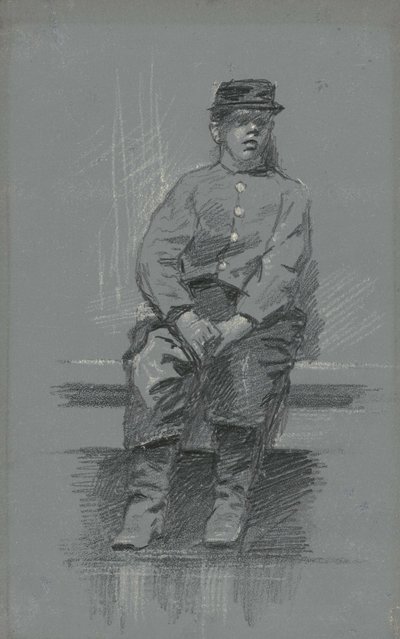 The Cadet, 1895 körül (grafit szürke táblán) alkotó: Robert William Vonnoh