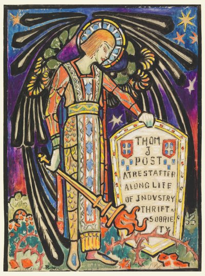 Thomas J. Post ólomüveg-emlékablakának terve alkotó: Robert Winthrop Chanler
