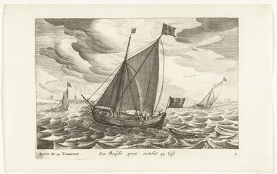 Boeiers Een Boeijer groot about 44 Last / Boïer de 44 Tonneaux (cím az objektumon) Hollandse scheepstypen, 1627 (sorozat címe) Különféle hajók Don ton se sert dans les Unies Provinces / Icons of Various Dutch Ships, amelyek főként az Egyesült Államok vizei alkotó: Robert de Baudous (possibly)