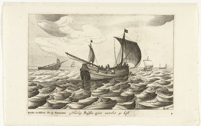 Haringbuizen Haring Buyssen groot about 40 Last / Buche ou Flibot de 40 Tonneaux (cím az objektumon) Hollandse scheepstypen, 1627 (sorozat címe) Különféle hajók Don ton se sert dans les Unies tartományok / Különféle holland hajók ikonjai, amelyek használat alkotó: Robert de Baudous (possibly)