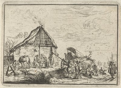 Katonák a szénakazalban Tájak táborozással (sorozat címe) alkotó: Robert van den Hoecke