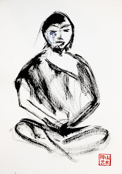 Meditáló zen szerzetes alkotó: RodMacIver