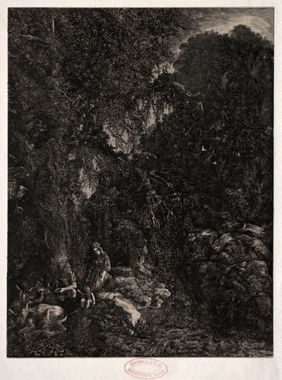 Szent Család szarvasokkal, 1871. alkotó: Rodolphe Bresdin