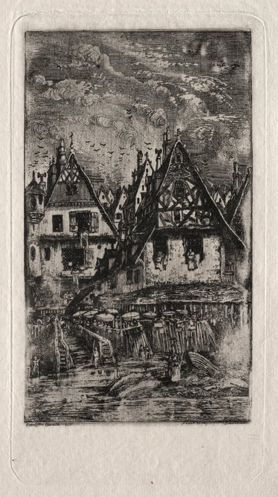 Piactér napernyőkkel, 1866. alkotó: Rodolphe Bresdin