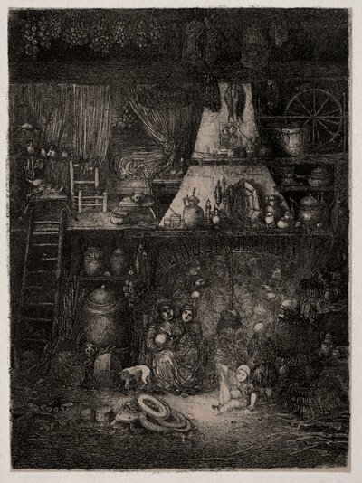 Parasztbelső Haute-Garonne-ban, 1858. alkotó: Rodolphe Bresdin