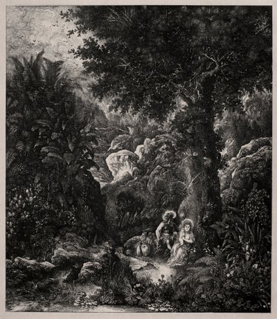 Pihenjen az egyiptomi repülésen egy nyerges szamárral, 1871. alkotó: Rodolphe Bresdin