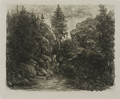 Sziklás táj alkotó: Rodolphe Bresdin
