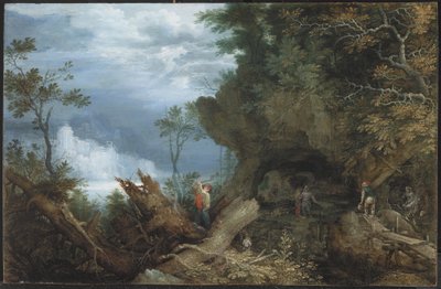 Hegyvidéki táj egy bánya bejárattal, 1612-1613 körül (olaj, bükkfa panel) alkotó: Roelandt Jacobsz. Savery