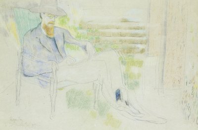 Lytton Strachey a kertben ír, alkotó: Roger Eliot Fry