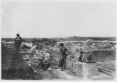„Egy csendes nap a Mortar Battery-ben, Krímben alkotó: Roger Fenton