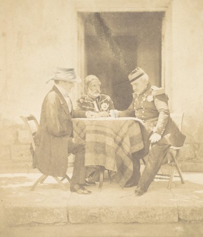A haditanács a Mamelon elvételének reggelén. Lord Raglan, Omar Pasha, M..., 1855. alkotó: Roger Fenton