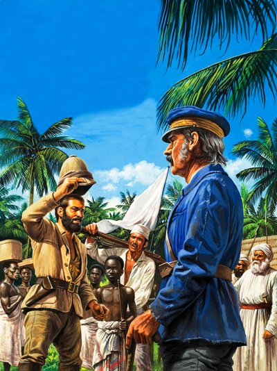 Henry Stanley üdvözli David Livingstone-t alkotó: Roger Payne