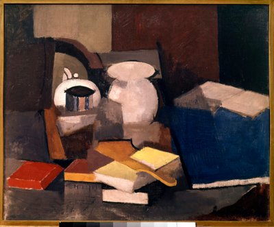 Csendélet könyvekkel és kártyákkal Roger de La Fresnaye (1885-1925) festménye 1913 V. 0,6x0,73 m Párizs, modern nemzeti művészeti múzeum alkotó: Roger de La Fresnaye