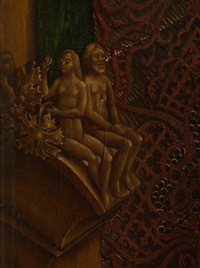 Részlet a Szűzanya portréját rajzoló Szent Lukácsról (olaj, tábla) alkotó: Rogier van der (after) Weyden