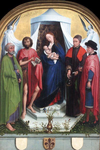 Madonna Szent Péterrel, Keresztelő Jánossal, Szentek Kozmával és Damiannal alkotó: Rogier van der Weyden