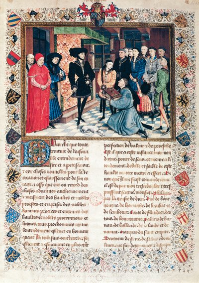 Jean Wauquelin Hainaut krónikáinak bemutatása Jó Philippe burgundiai hercegnek (1396-1467) alkotó: Rogier van der Weyden