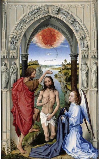 Krisztus megkeresztelkedése Szent János-oltár, középső tábla, 1455 körül alkotó: Rogier van der Weyden