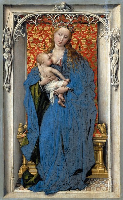 Szűz és gyermek – Rogier van der Weyden (kb. 1399-1464). Olaj, fa, c. 1430 vagy kb. 1451. Mérete : 18,9x12,1 cm. Művészettörténeti Múzeum, Vienne alkotó: Rogier van der Weyden