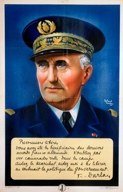 Darlan admirális, Vichy francia propagandaplakát, 1940-1942 alkotó: Roland Coudon
