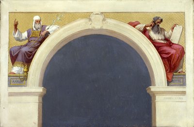 A Saint-François-Xavier templom vázlata: Mózes és Áron, 1874 és 1876 között (olaj, vászon) alkotó: Romain Cazes