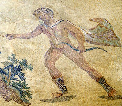 Apollo és Daphne, Apolló részlete, Dionüszosz háza, Paphos, ciprusi mozaik alkotó: Roman