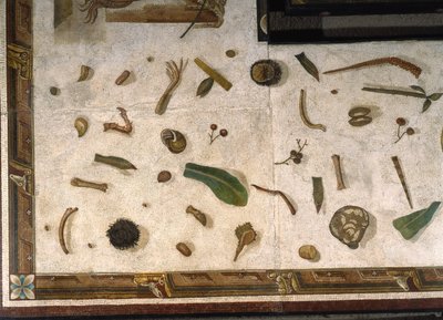 „Asarotos” (Söpöretlen padló) Harakliton által aláírt mozaiktöredékek Rómából, Kr.u. 2. század, Róma alkotó: Roman
