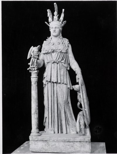 Athena Parthenos, Phidias 5. századi eredetijének másolata (i. e. 500-kb. 432 körül) (márvány) (f/w fotó) alkotó: Roman