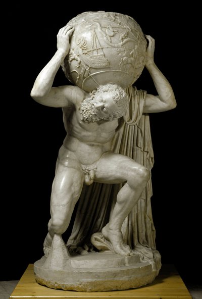 Atlas Farnese Az égi földgömböt viselő atlasz, amely a korszak csillagászati ismereteit szimbolizálja. Római márványszobor görög eredeti után. 2. század. Homályos. 191 cm Museo Archeologico Nazionale, Nápoly alkotó: Roman