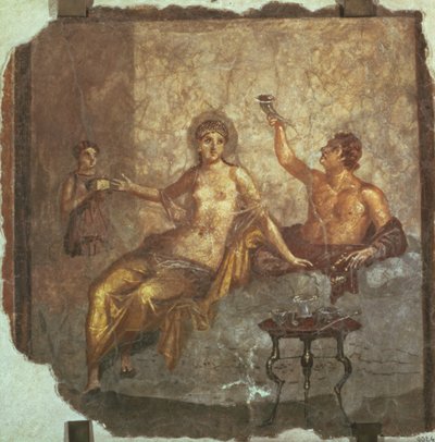 Bankettező házaspár rabszolgával, Herculaneumból, i.sz. 50-79 körül alkotó: Roman