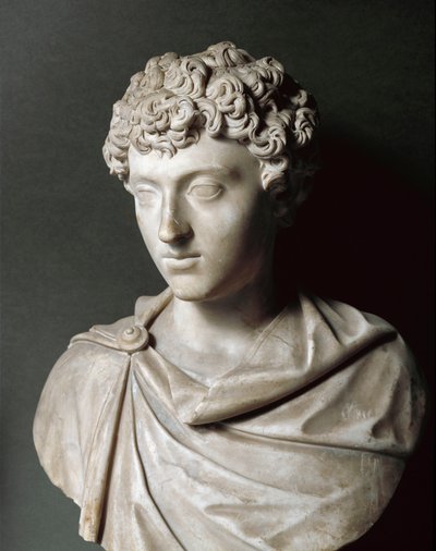Marcus Aurelius mellszobra, mint fiatal fiú, 161-180 között (márványszobor) alkotó: Roman