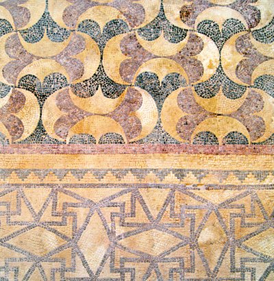 Geometrikus csempe részlete, Thészeusz-ház, Paphos, Ciprus mozaik alkotó: Roman