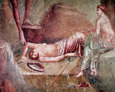 Részeg alvó maenád (freskó alkotó: Roman