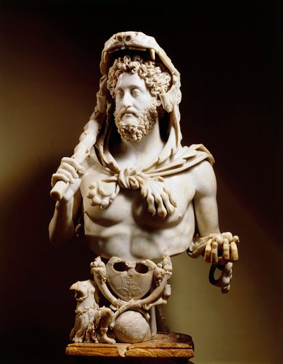 Commodus császár (160-192) Herkules szimbólumaival, márványszobor, Esquilino dombról alkotó: Roman
