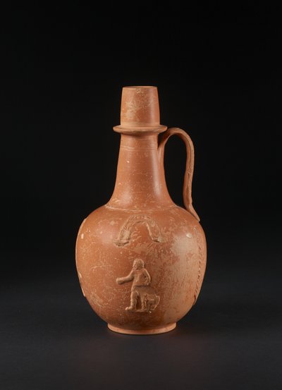 Zászló ember, madár, pálmák és füzérek díszítésével, Észak-Afrika (afrikai vörös csúszós áru) alkotó: Roman