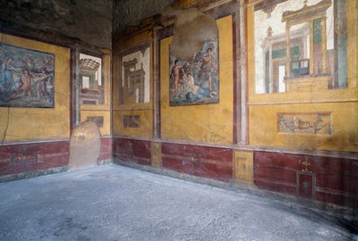 A Villa dei Vettii freskókkal díszített szobája, Pompei római régészeti lelőhelye (UNESCO Világörökség) alkotó: Roman
