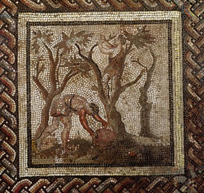 Szőlő betakarítása, Saint-Romain-en-Galból (mozaik) alkotó: Roman