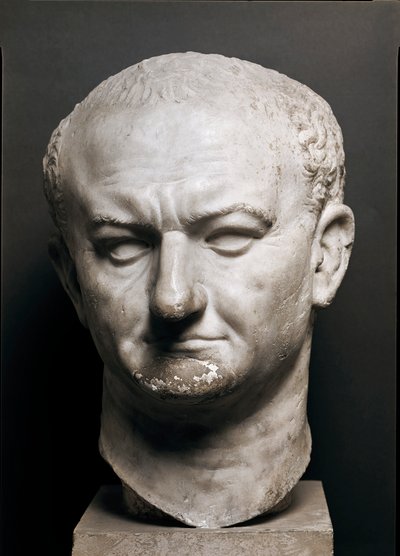Vespasiano római császár feje (Vespasianus vagy Vespasiano, 9-79 ap. JC) - Márványszobor, Magasság 40 cm - Róma, Museo Nazionale Romano - Vaspasianus császár feje (Titus Flavius Vespasianus) (9-79) - Márványszobor H. 40 cm) - Róma, Museo Naziona alkotó: Roman