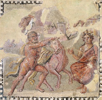 Héraklész a krétai bikával, Ostia (mozaik) alkotó: Roman