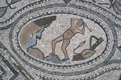 Herkules és az Augeai istálló, a Herkules-ház padlójáról (mozaik) alkotó: Roman