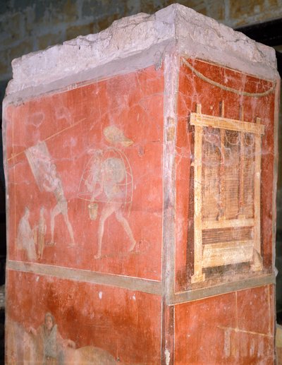 Olaszország, Nápoly, Museo Archeologico Nazionale, Dyers, festmény a pompeii Fullonica házból (UNESCO világörökségi lista alkotó: Roman