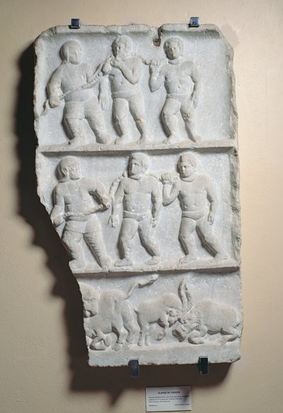 Férfiak láncban, domborművet találtak Szmirnában (márvány) alkotó: Roman