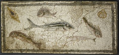 Halakat ábrázoló mozaiktábla, valószínűleg Kr. u. 3. századi alkotó: Roman