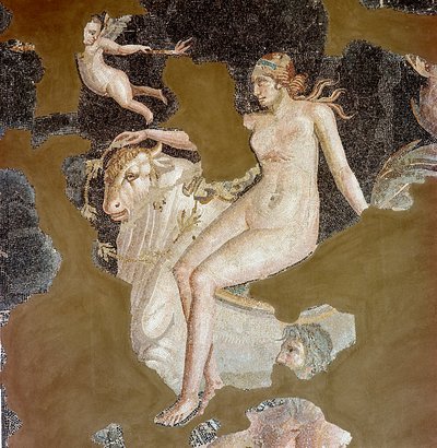 Nereid egy tengeri bikán (mozaik alkotó: Roman