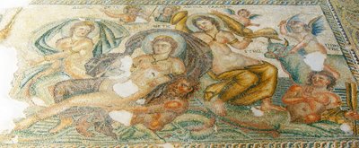 Nereides és Bythos, Aion háza, Paphos, Ciprus (mozaik) alkotó: Roman