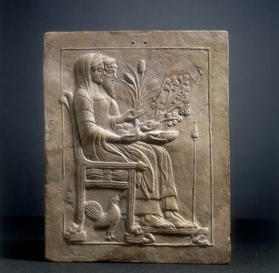 Perszephoné Pinax és Plútó Hádészben (terrakotta) alkotó: Roman