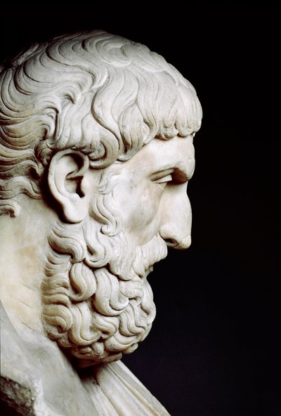 Epikúr portréja (i.e. 341-vers 270), görög filozófus - Márvány mellszobra - Róma, Musei Capitolini - Epikurosz mellszobra (i.e. 341-270), profil - Márványszobor - Róma, Musei Capitolini alkotó: Roman