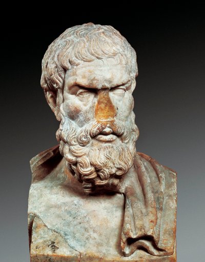 Epikurosz (341-i.e. 270 körül), görög filozófus portréja, Kr. e. Kr.u. 100-150 (márvány mellszobor) alkotó: Roman