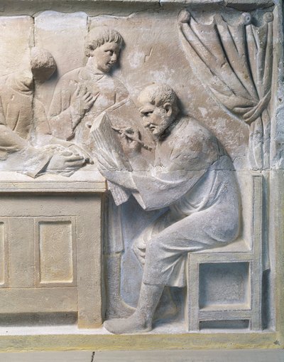 Adószedőt ábrázoló dombormű a mauzóleumból alkotó: Roman