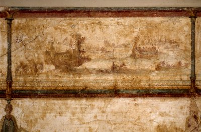 Római művészet: "" tengeri jelenet, biremekkel és triremákkal "" "Freskó Kr.e. 25-19 körül. Méret: 73 cm Róma, Nemzeti Római Múzeum (vagy Terme) alkotó: Roman