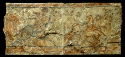 Római művészet: kankalinra vadászó íjászt ábrázoló falfestmény. a szíriai Doura Europos helyéről (Kr. e. 27-476). V 2,1x0,9 m alkotó: Roman